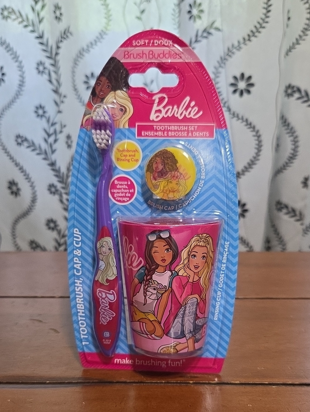Barbie Pink and Purple Kids Toothbrush Set with Matching Cup